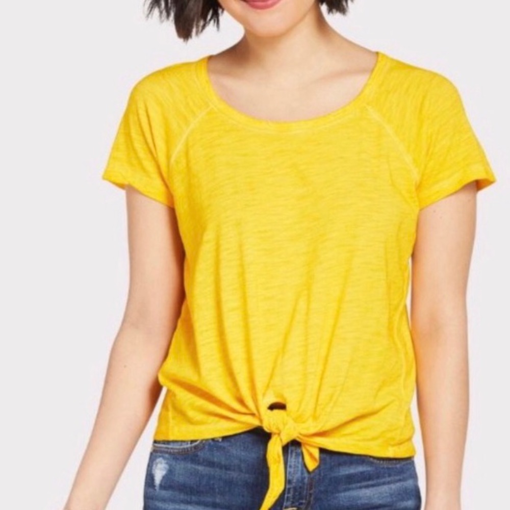 Sanctuary Yellow Front Tie Tee - Medium